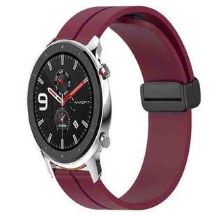 For Amazfit GTR 47mm 22mm Solid Color Magnetic Clasp Silicone Watch Band(Wine Red)