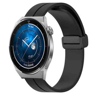 For Huawei Watch GT3 Pro 46mm 22mm Solid Color Magnetic Clasp Silicone Watch Band(Black)