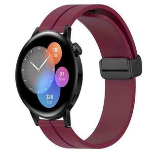 For Huawei Watch GT3 46mm 22mm Solid Color Magnetic Clasp Silicone Watch Band(Wine Red)