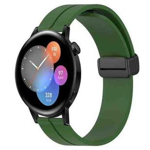 For Huawei Watch GT3 46mm 22mm Solid Color Magnetic Clasp Silicone Watch Band(Army Green)