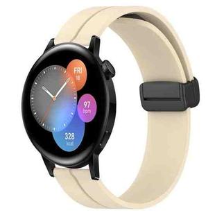 For Huawei Watch GT3 46mm 22mm Solid Color Magnetic Clasp Silicone Watch Band(Beige)