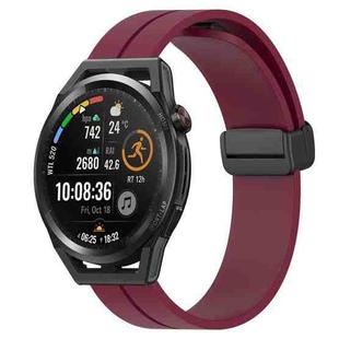 For Huawei Watch GT Runner 22mm Solid Color Magnetic Clasp Silicone Watch Band(Wine Red)