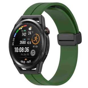 For Huawei Watch GT Runner 22mm Solid Color Magnetic Clasp Silicone Watch Band(Army Green)