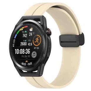 For Huawei Watch GT Runner 22mm Solid Color Magnetic Clasp Silicone Watch Band(Beige)