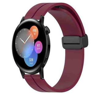 For Huawei Watch 3 22mm Solid Color Magnetic Clasp Silicone Watch Band(Wine Red)