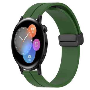 For Huawei Watch 3 22mm Solid Color Magnetic Clasp Silicone Watch Band(Army Green)