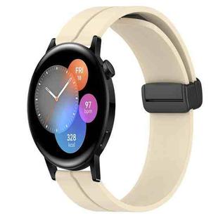 For Huawei Watch 3 22mm Solid Color Magnetic Clasp Silicone Watch Band(Beige)