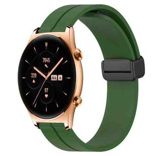For Honor Watch GS 3 22mm Solid Color Magnetic Clasp Silicone Watch Band(Army Green)