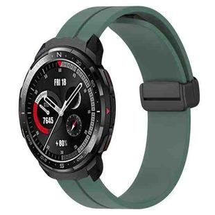 For Honor Watch GS Pro 22mm Solid Color Magnetic Clasp Silicone Watch Band(Olive Green)