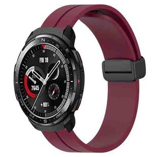 For Honor Watch GS Pro 22mm Solid Color Magnetic Clasp Silicone Watch Band(Wine Red)
