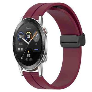 For Honor Magic Watch 2 46mm 22mm Solid Color Magnetic Clasp Silicone Watch Band(Wine Red)