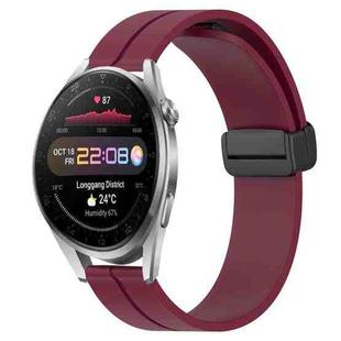 For Huawei Watch 3 Pro New 22mm Solid Color Magnetic Clasp Silicone Watch Band(Wine Red)