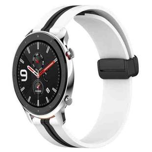 For Amazfit GTR 4 22mm Folding Magnetic Clasp Silicone Watch Band(White+Black)