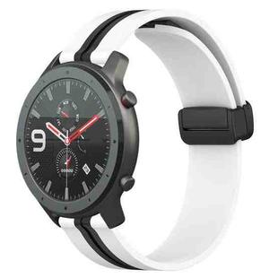 For Amazfit GTR 47mm 22mm Folding Magnetic Clasp Silicone Watch Band(White+Black)