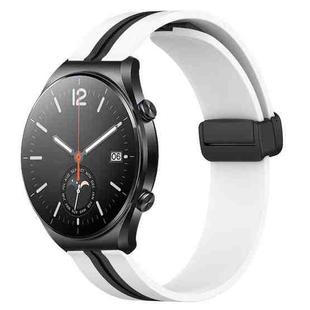 For Xiaomi MI Watch S1 22mm Folding Magnetic Clasp Silicone Watch Band(White+Black)