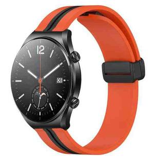 For Xiaomi MI Watch S1 22mm Folding Magnetic Clasp Silicone Watch Band(Orange+Black)