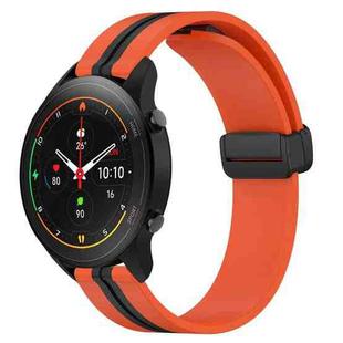 For Xiaomi MI Watch S1 Pro 22mm Folding Magnetic Clasp Silicone Watch Band(Orange+Black)