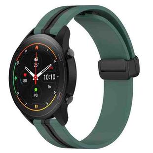 For Xiaomi MI Watch S1 Pro 22mm Folding Magnetic Clasp Silicone Watch Band(Olive Green + Black)