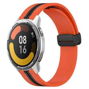 For Xiaomi MI Watch Color 2 22mm Folding Magnetic Clasp Silicone Watch Band(Orange+Black)