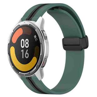 For Xiaomi MI Watch Color 2 22mm Folding Magnetic Clasp Silicone Watch Band(Olive Green + Black)