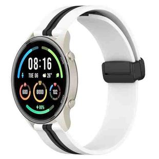 For Xiaomi MI Watch Sport 22mm Folding Magnetic Clasp Silicone Watch Band(White+Black)