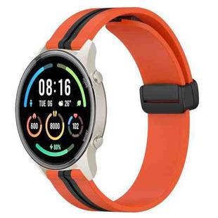 For Xiaomi MI Watch Sport 22mm Folding Magnetic Clasp Silicone Watch Band(Orange+Black)