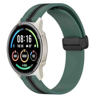 For Xiaomi MI Watch Sport 22mm Folding Magnetic Clasp Silicone Watch Band(Olive Green + Black)