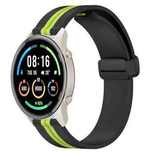 For Xiaomi MI Watch Sport 22mm Folding Magnetic Clasp Silicone Watch Band(Black+Lime Green)