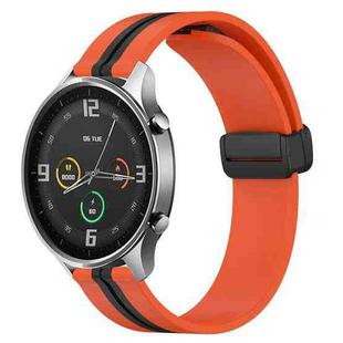 For Xiaomi MI Watch Color 22mm Folding Magnetic Clasp Silicone Watch Band(Orange+Black)