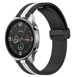 For Xiaomi MI Watch Color 22mm Folding Magnetic Clasp Silicone Watch Band(Black+White)