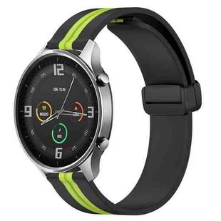 For Xiaomi MI Watch Color 22mm Folding Magnetic Clasp Silicone Watch Band(Black+Lime Green)