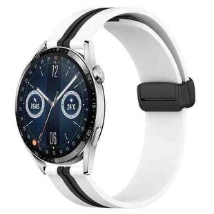 For Huawei Watch GT3 46mm 22mm Folding Magnetic Clasp Silicone Watch Band(White+Black)