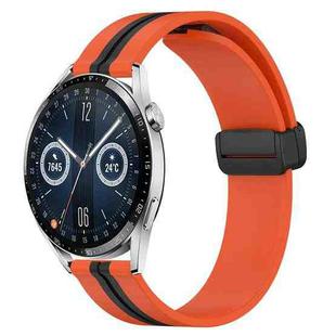 For Huawei Watch GT3 46mm 22mm Folding Magnetic Clasp Silicone Watch Band(Orange+Black)