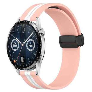 For Huawei Watch GT3 46mm 22mm Folding Magnetic Clasp Silicone Watch Band(Pink+White)
