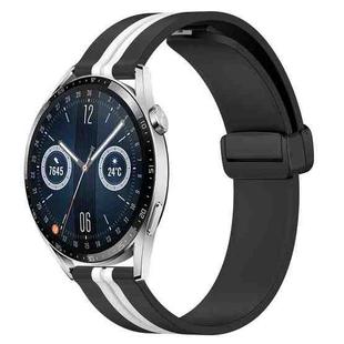 For Huawei Watch GT3 46mm 22mm Folding Magnetic Clasp Silicone Watch Band(Black+White)