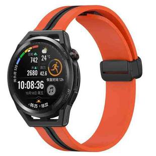For Huawei Watch GT Runner 22mm Folding Magnetic Clasp Silicone Watch Band(Orange+Black)