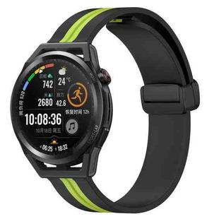 For Huawei Watch GT Runner 22mm Folding Magnetic Clasp Silicone Watch Band(Black+Lime Green)