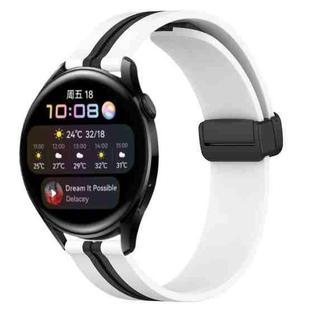 For Huawei Watch 3 22mm Folding Magnetic Clasp Silicone Watch Band(White+Black)