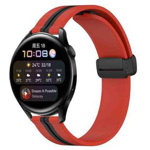 For Huawei Watch 3 22mm Folding Magnetic Clasp Silicone Watch Band(Red+Black)