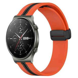 For Huawei GT2 Pro 22mm Folding Magnetic Clasp Silicone Watch Band(Orange+Black)