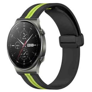 For Huawei GT2 Pro 22mm Folding Magnetic Clasp Silicone Watch Band(Black+Lime Green)