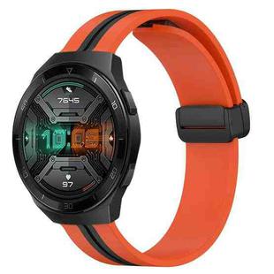 For Huawei Watch GT 2E 22mm Folding Magnetic Clasp Silicone Watch Band(Orange+Black)