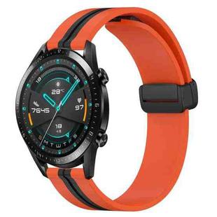 For Huawei GT2 46mm 22mm Folding Magnetic Clasp Silicone Watch Band(Orange+Black)