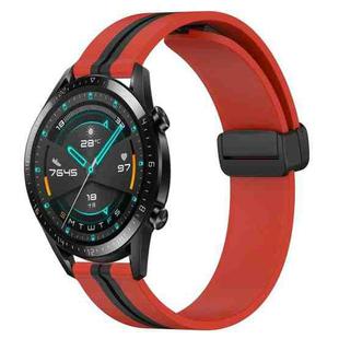 For Huawei GT2 46mm 22mm Folding Magnetic Clasp Silicone Watch Band(Red+Black)