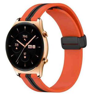 For Honor Watch GS 3 22mm Folding Magnetic Clasp Silicone Watch Band(Orange+Black)
