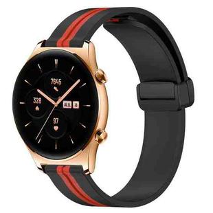 For Honor Watch GS 3 22mm Folding Magnetic Clasp Silicone Watch Band(Black+Red)