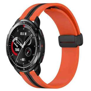 For Honor Watch GS Pro 22mm Folding Magnetic Clasp Silicone Watch Band(Orange+Black)