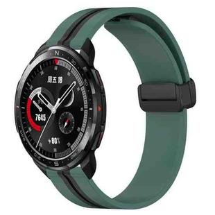 For Honor Watch GS Pro 22mm Folding Magnetic Clasp Silicone Watch Band(Olive Green + Black)