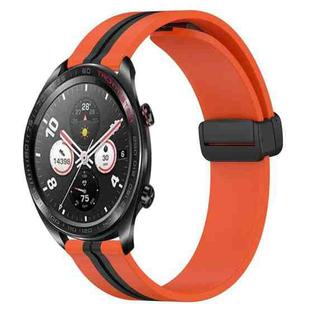 For Honor Watch Dream 22mm Folding Magnetic Clasp Silicone Watch Band(Orange+Black)