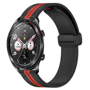 For Honor Watch Dream 22mm Folding Magnetic Clasp Silicone Watch Band(Black+Red)